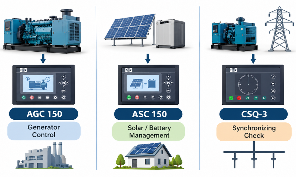 DEIF AGC 150, ASC 150 and CSQ-3 comparison