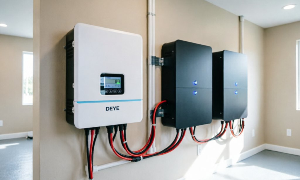 DEYE inverter paired with a lithium battery.