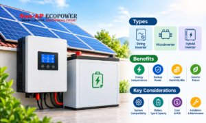Solar inverter with battery storage for a residential solar power system